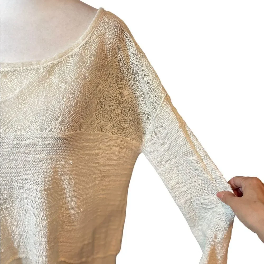 FREE PEOPLE Kristobel Ruffled Sweater, Cream, size Medium